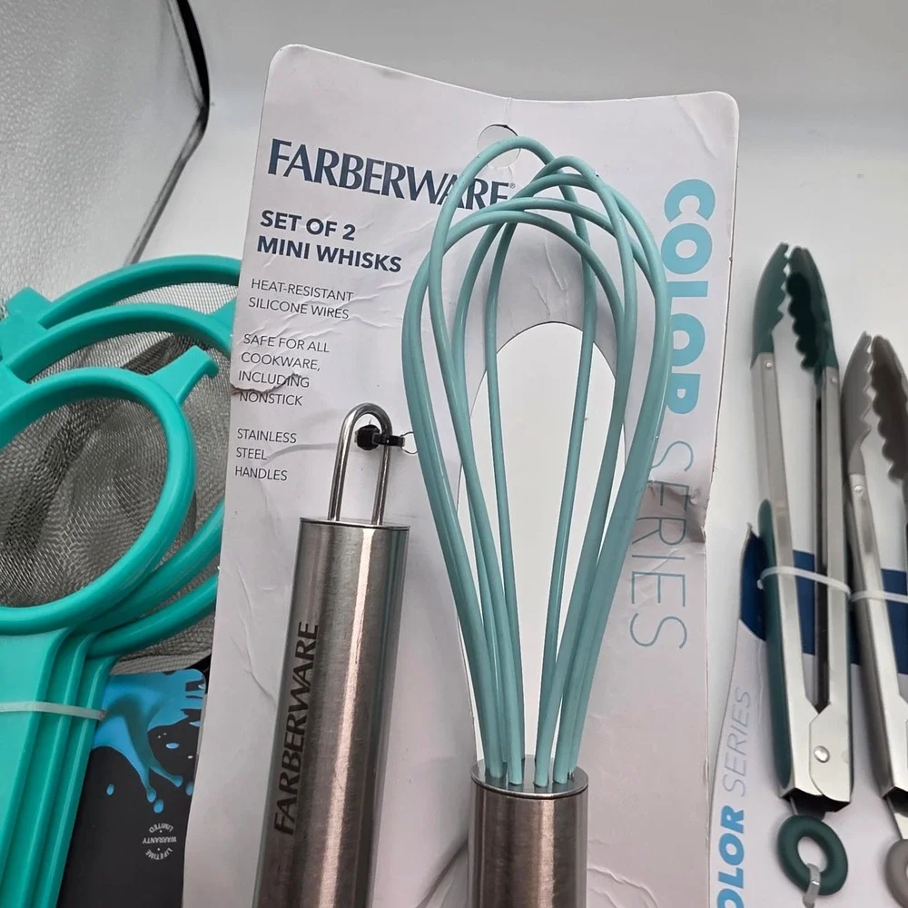 Farberware & GoodCook Kitchen Tool Set Tongs Strainers Whisks Grater 10pc Lot